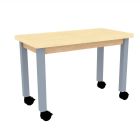 Diversified Spaces PerpetuLab Science Lab Table with Wheels, Plain Apron, Steel Legs, and Butcher Block Top - 30" x 48"