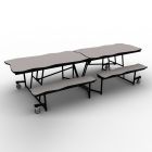 National Public Seating® Mobile Cafeteria Table with Benches, 10' Bedrock, MDF Core, ProtectEdge, Textured Black Frame