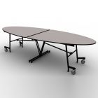 National Public Seating® Mobile Cafeteria Table, 10' Elliptical, Plywood Core, Vinyl T-Mold Edge, Textured Black Frame