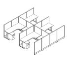 Friant Novo 4-Workstation Cubicle Panel System, 6' x 6' per Station, Typical FH-4018
