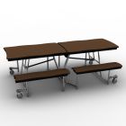 National Public Seating® Mobile Cafeteria Table with Benches, 8' Swerve, Particleboard Core, 3MM PVC Edge, Chrome Frame