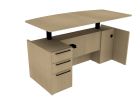 Indiana Furniture Canvas Height Adjustable Single with Two Box Drawers and One File Drawer Pedestal Bow Desk Left - 36" X 72"