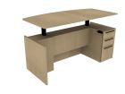 Indiana Furniture Canvas Height Adjustable Single with Two Box Drawers and One File Drawer Pedestal Bow Desk Right - 36" X 72"