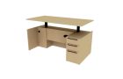 Indiana Furniture Canvas Height Adjustable Single with Two Box Drawers and One File Drawer Pedestal Desk Right - 36" X 72"
