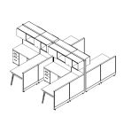 Friant Novo 4-Workstation Cubicle Panel System, 6' x 6' per Station, Typical FH-4016