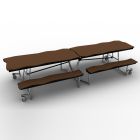 National Public Seating® Mobile Cafeteria Table with Benches, 12' Bedrock, Particleboard Core, 3MM PVC Edge, Chrome Frame