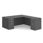 OS Laminate Collection Double Full Pedestal "L" Desk - 71" x 83" - Coastal Gray