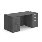 OS Laminate Collection Double Full Pedestal Desk - 66'' x 30'' - Coastal Gray