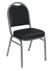 National Public Seating 9200 Series Dome Back Vinyl Padded Stacking 500 LB Banquet Chair - Silver Vein Frame - Black