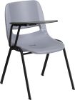Ergonomic Shell Chair with Right Handed Flip Tablet-Gray
