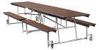 National Public Seating® Mobile Cafeteria Table with Benches, 12'L, Particleboard Core, 3MM PVC Edge, Chrome Frame
