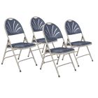 4 PACK National Public Seating 1100 Series Fan Back Plastic Folding Chair-Dark Blue