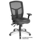 Breezeway Multi-Function, High Back Mesh Back Chair with Leather Upholstered Seat and Black Frame, Black Leather Seat