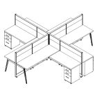 Friant Novo 4-Workstation Cubicle Panel System, 6' x 6' per Station, Typical FH-4013