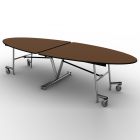 National Public Seating® Mobile Cafeteria Table, 10' Elliptical, MDF Core, ProtectEdge, Chrome Frame